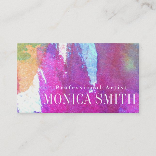 Edgy Watercolor Business Card (Front)