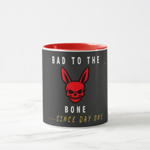 Edgy Y2K Bad To The Bone Dog Skull Two-Tone Coffee Mug