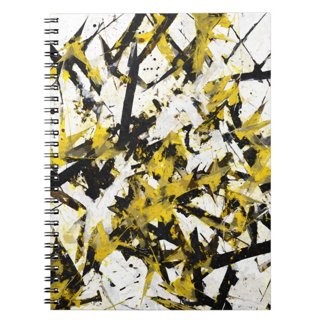 Edgy Yellow Black Chaos Abstract Notebook (Front)