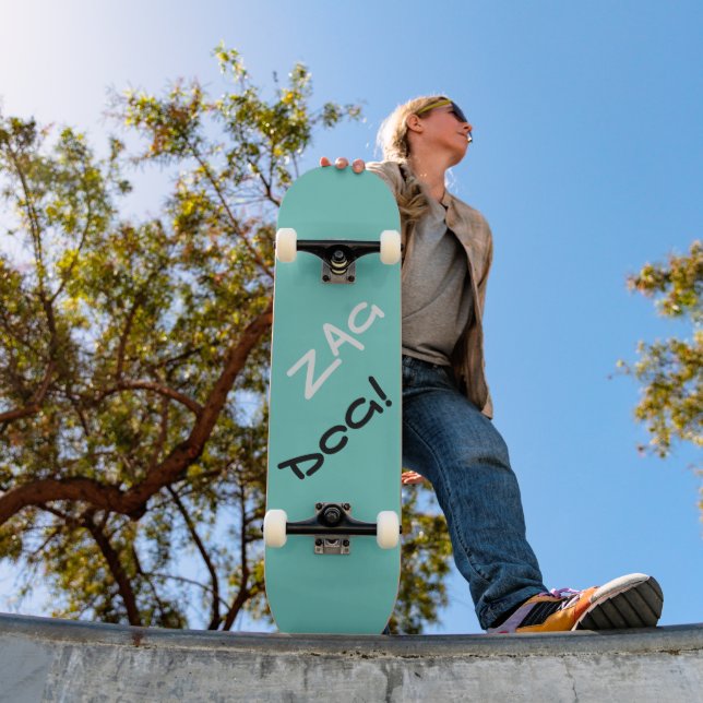 Edgy Zag Dog Teal  Skateboard (Outdoor 1)