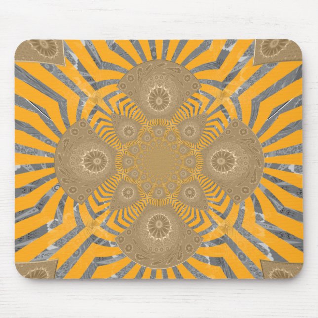 Edgy Zebra Elegance: A Golden Yellow Print Mouse Mat (Front)