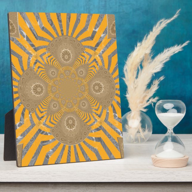 Edgy Zebra Elegance: A Golden Yellow Print Plaque (Side)