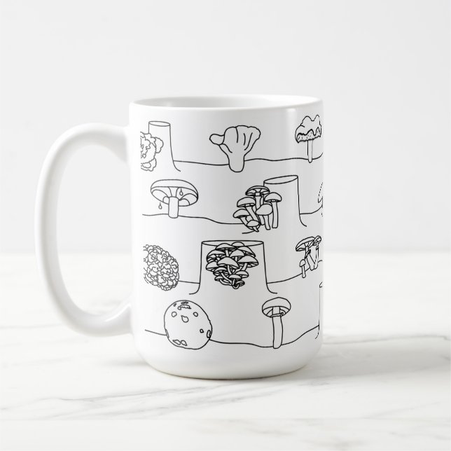 Edible Mushroom Medley Sketch Mug (Left)