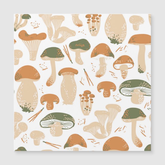 Edible Mushrooms Linocut Vintage Pattern (Front)