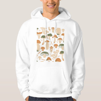 Edible Mushrooms Linocut Vintage Pattern Hoodie