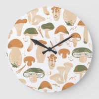 Edible Mushrooms Linocut Vintage Pattern