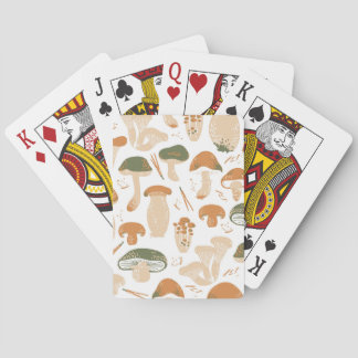 Edible Mushrooms Linocut Vintage Pattern Playing Cards