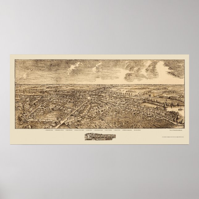 Edinboro, PA Panoramic Map - 1898 Poster (Front)
