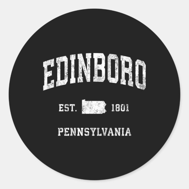 Edinboro Pennsylvania Pa Athletic Sports Classic Round Sticker (Front)