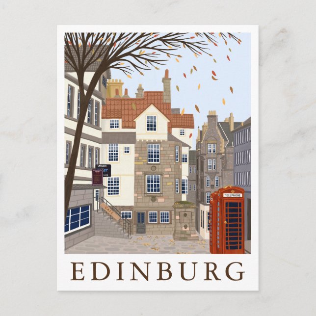 Edinburg Scotland Travel Illustration Postcard (Front)