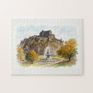 Edinburgh Castle and Ross Fountain in Autumn Jigsaw Puzzle