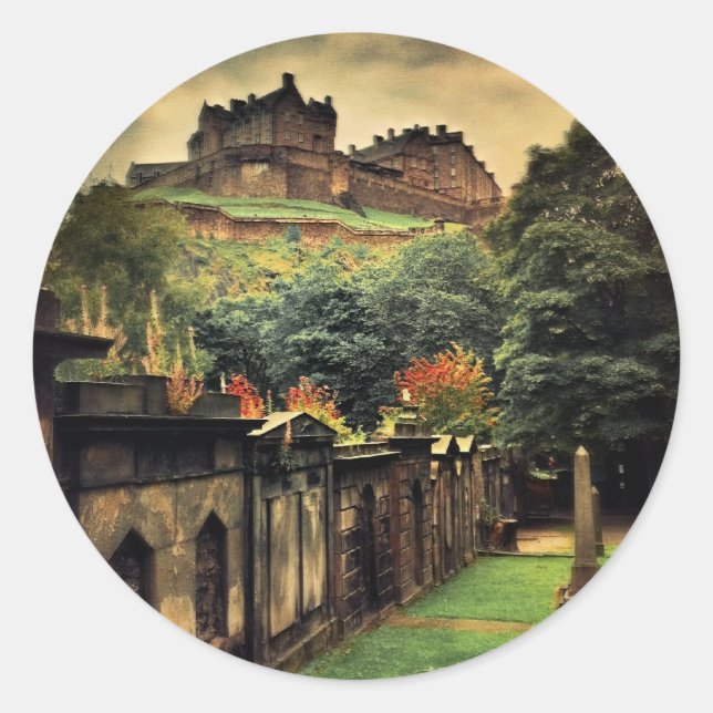 Edinburgh Castle - Antique Style Classic Round Sticker (Front)