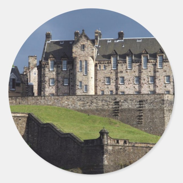edinburgh castle classic round sticker (Front)