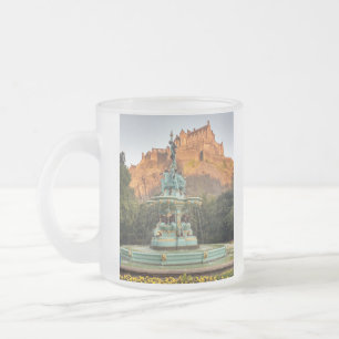 Edinburgh Castle Fountain Princes Street Gardens Frosted Glass Coffee Mug