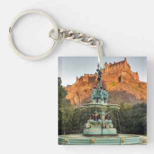 Edinburgh Castle Fountain Princes Street Gardens Key Ring