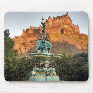 Edinburgh Castle Fountain Princes Street Gardens Mouse Mat