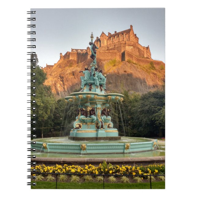 Edinburgh Castle Fountain Princes Street Gardens Notebook (Front)
