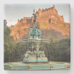 Edinburgh Castle Fountain Princes Street Gardens Stone Coaster