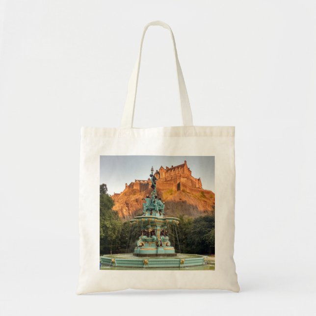 Edinburgh Castle Fountain Princes Street Gardens Tote Bag (Front)