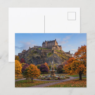 Edinburgh Castle in Autumn Gold Postcard