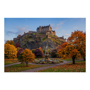 Edinburgh Castle in Autumn Gold Poster