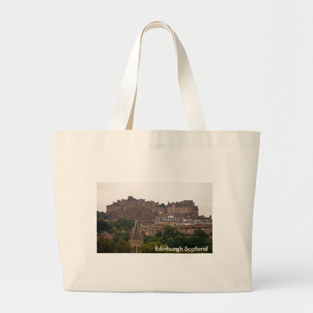 Edinburgh Castle in the Distance Personalise Large Tote Bag (Front)