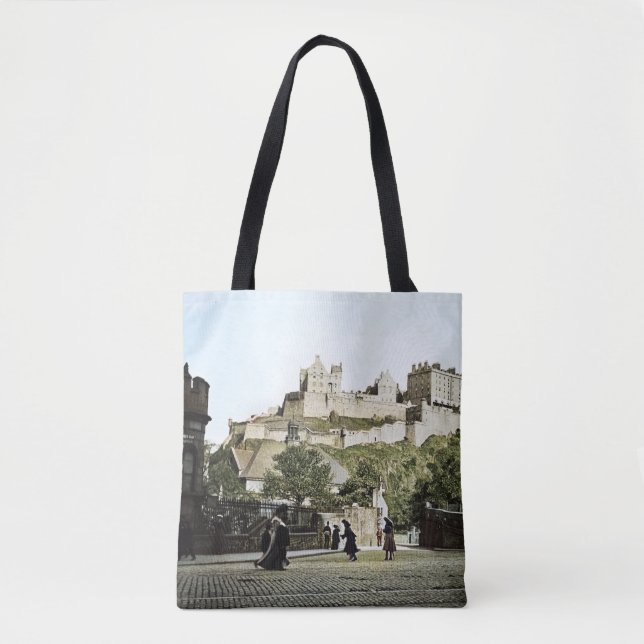 Edinburgh Castle Scotland 1910 Grassmarket Tote Bag (Front)