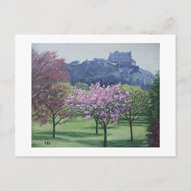 Edinburgh Castle Scotland painting by Pola.B.Alex Postcard (Front)