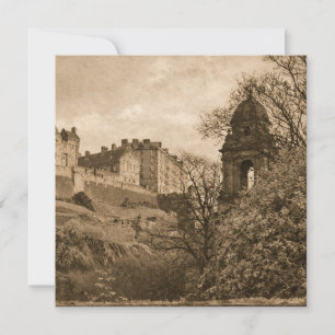 Edinburgh Castle Sepia Photograph Holiday Card