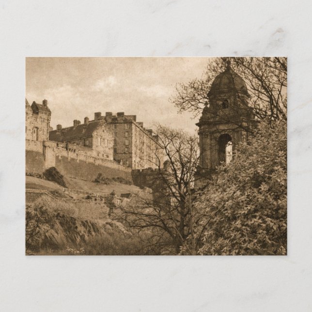 Edinburgh Castle Sepia Photograph Holiday Postcard (Front)