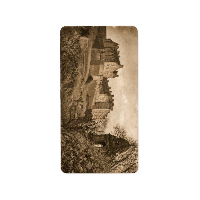 Edinburgh Castle Sepia Photograph Label (Front)