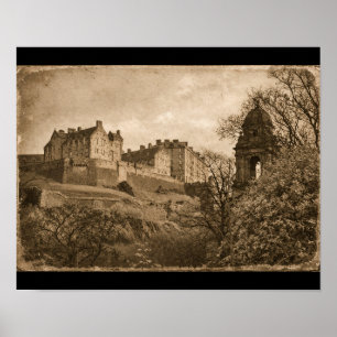 Edinburgh Castle Sepia Photograph Poster