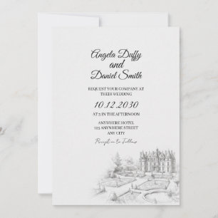 Edinburgh Castle Sketch Wedding Invitation