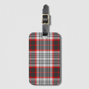 Edinburgh City Tartan Plaid Grey Black Red Luggage Tag