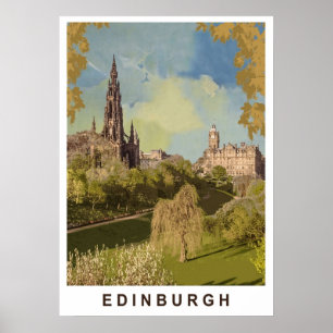 Edinburgh England vintage travel Poster