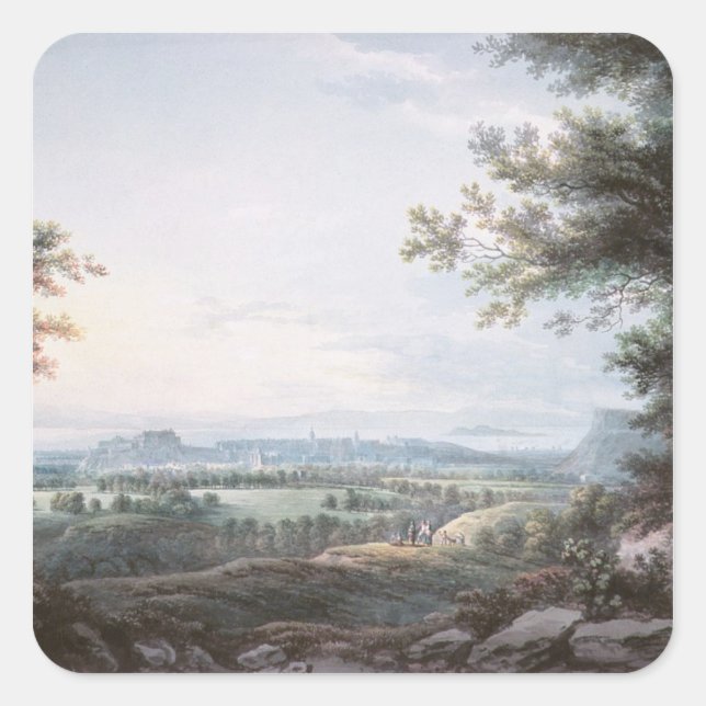 Edinburgh from the South, 18th century Square Sticker (Front)