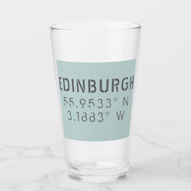 Edinburgh Latitude & Longitude Glass (Front)