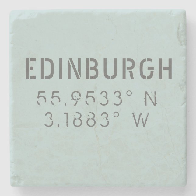 Edinburgh Latitude & Longitude Stone Coaster (Front)