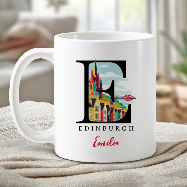 Edinburgh Monogram Letter E Personalised Gift Coffee Mug (Edinburgh Monogram Letter E Personalized Gift Coffee Mug)