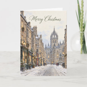 Edinburgh Royal Mile Watercolour Merry Christmas H Holiday Card