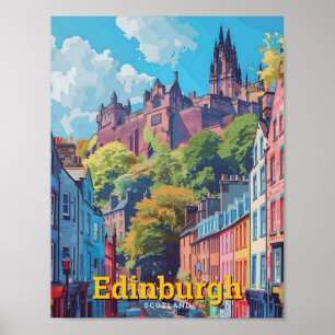 Edinburgh Scotland Art Vintage Travel  Poster