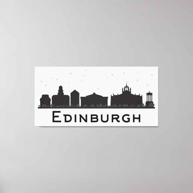 Edinburgh Scotland | Black and White Skyline Canvas Print (Front)