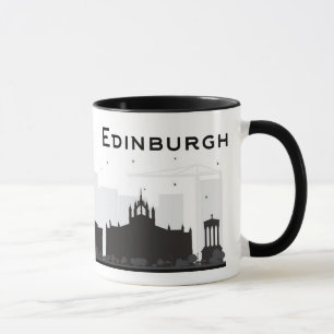 Edinburgh Scotland   Black and White Skyline Mug