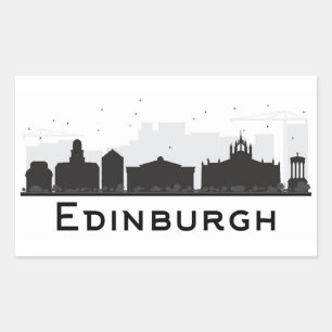 Edinburgh Scotland   Black and White Skyline Rectangular Sticker