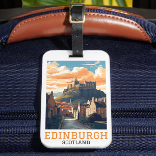 Edinburgh Scotland Castle Retro Vintage Travel Luggage Tag