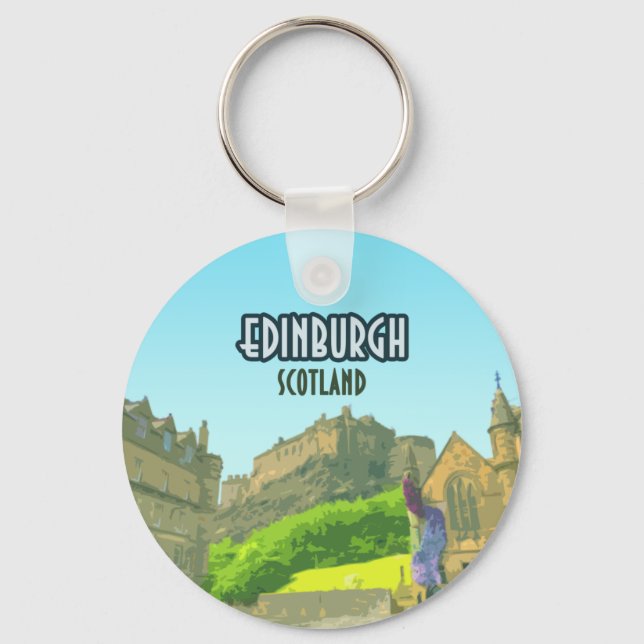Edinburgh Scotland Castle United Kingdom Vintage Key Ring (Front)
