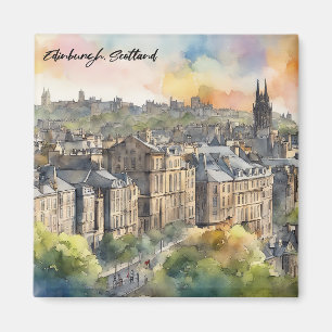 Edinburgh Scotland Castle Watercolor Travel Magnet