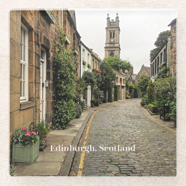 Edinburgh, Scotland cityscape Glass Coaster (Front)