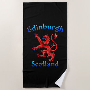 Edinburgh Scotland Lion Rampant Scottish Flag Beach Towel