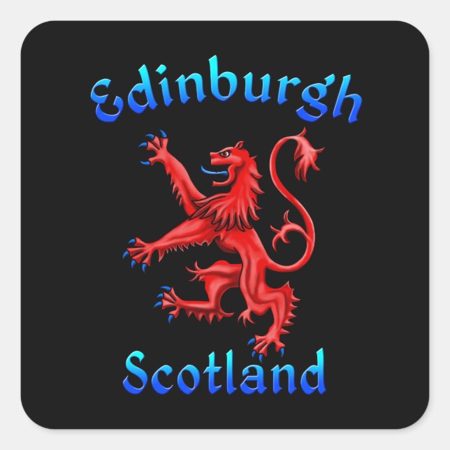 Edinburgh Scotland Lion Rampant Scottish Flag Square Sticker (Front)